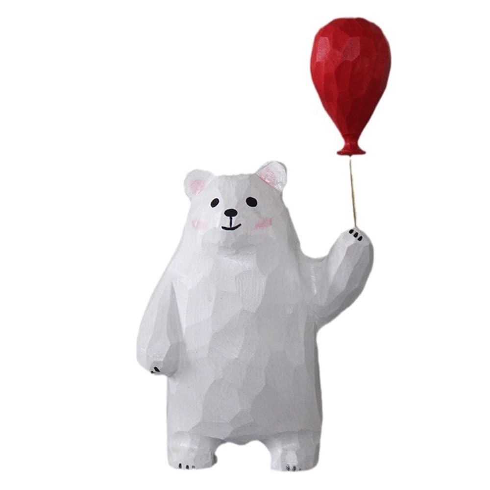 Hand-Carved Wooden Animal Balloon Decorative Healing Little Statues