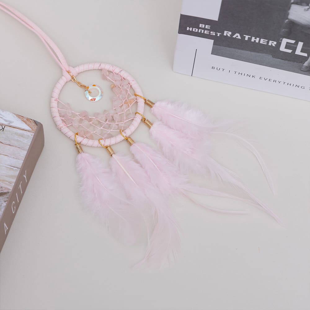 Rose Quartz Dreamcatcher Car Interior Pendants & Room Decorations
