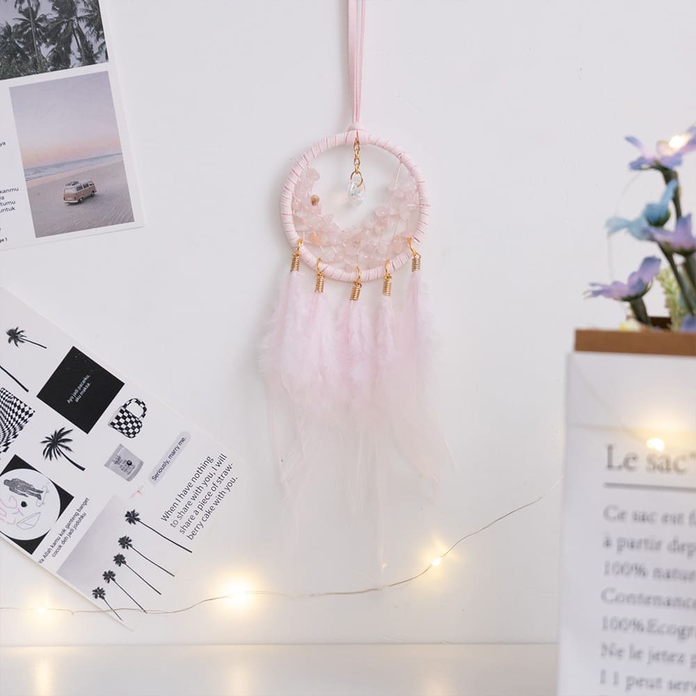 Rose Quartz Dreamcatcher Car Interior Pendants & Room Decorations