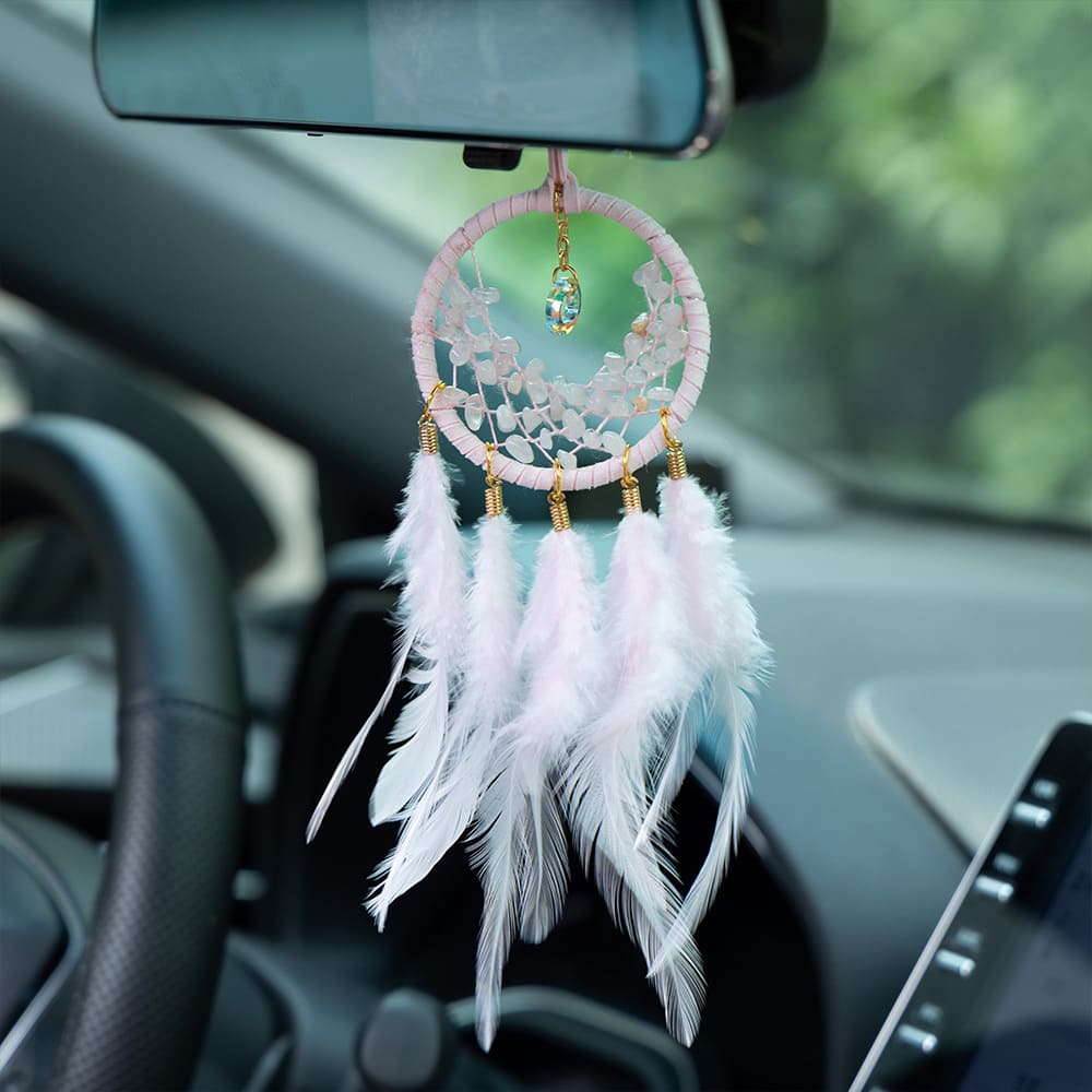 Rose Quartz Dreamcatcher Car Interior Pendants & Room Decorations