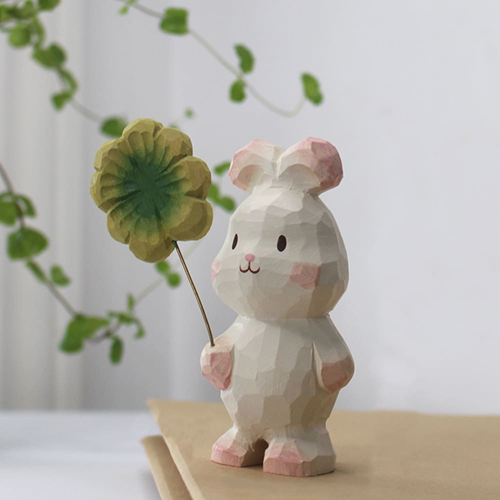 Hand-Carved Wooden Animal Balloon Decorative Healing Little Statues
