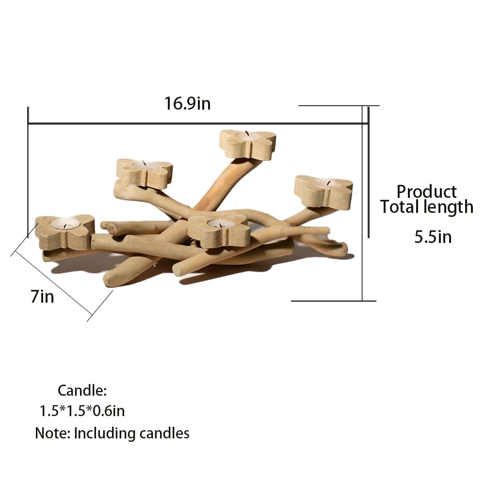 Handmade Flower Candlestick Wooden Handicrafts For Home Furnishings