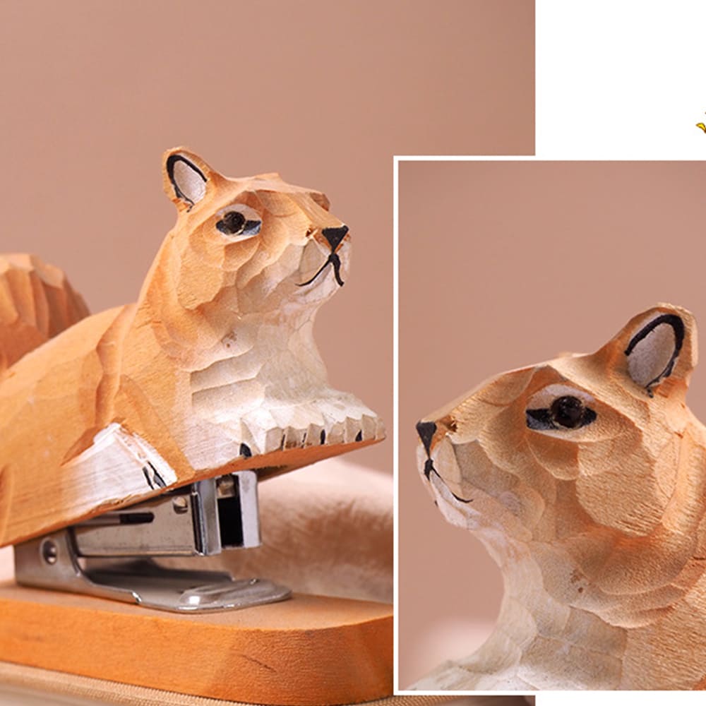 Hand Carved Wooden Animal Shaped Mini Stationery Craft