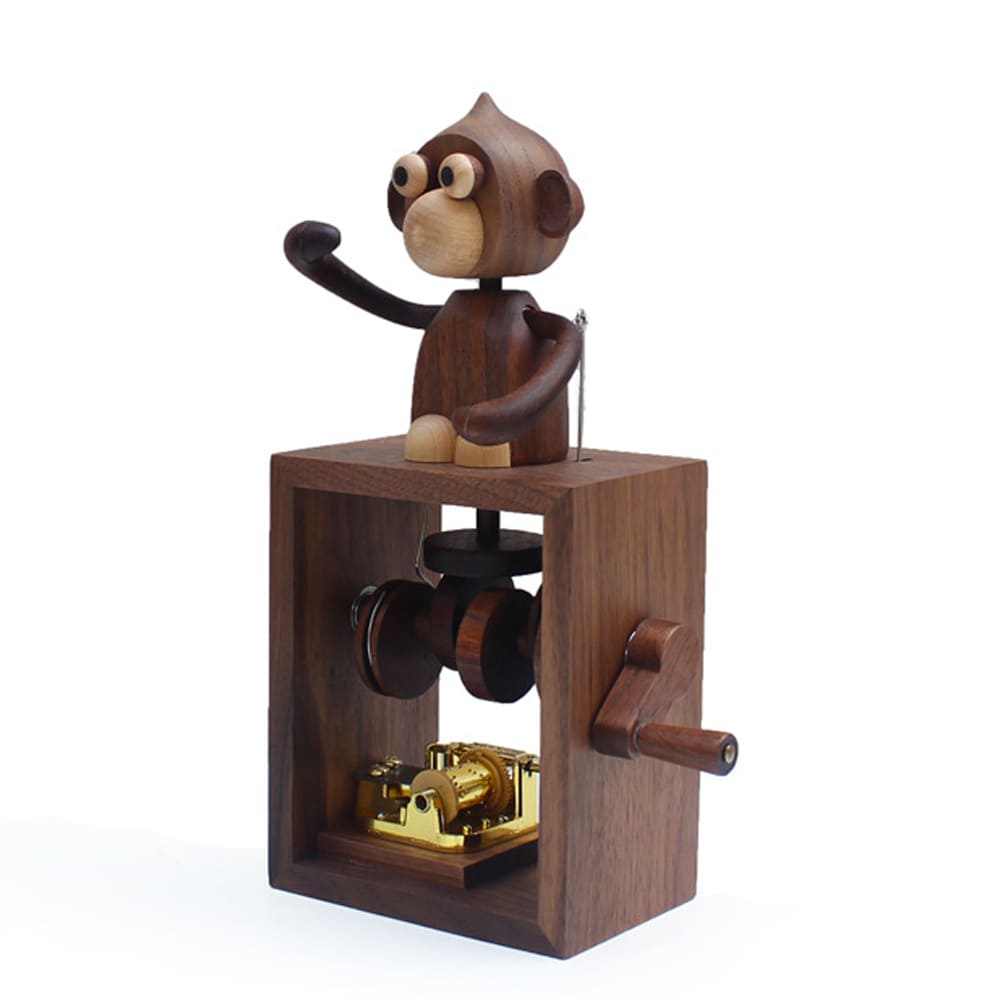 Fliggy Music Box Accessories Hand-Cranked Box Wooden Hand-Cranked Statue