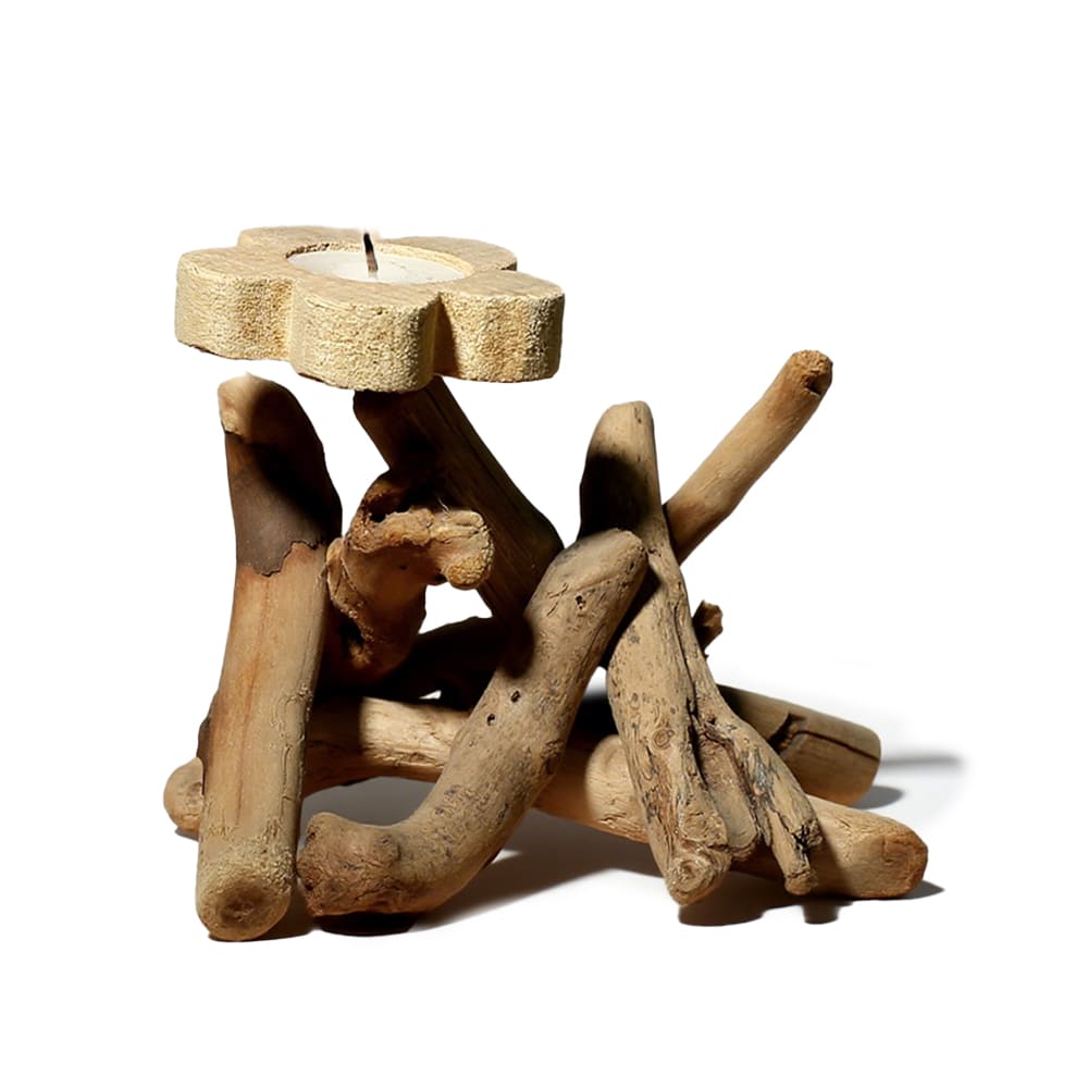 Handmade Flower Candlestick Wooden Handicrafts For Home Furnishings