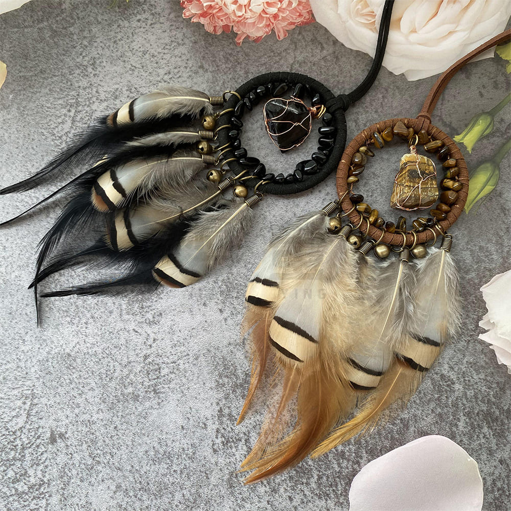 Retro-Style Crystal Dreamcatcher Car Pendant Interior Decoration