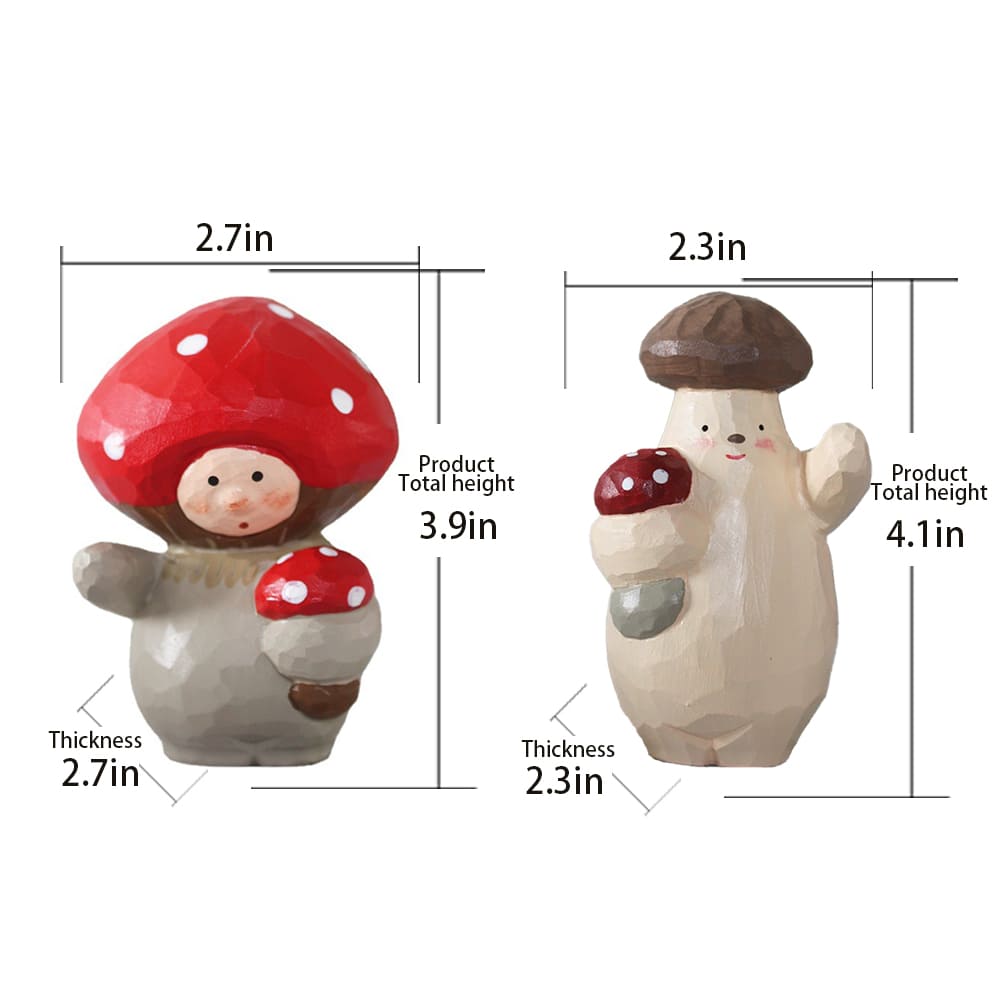 Hand Carved Wooden Mushroom Figurine Home Decor Art Craft Gift