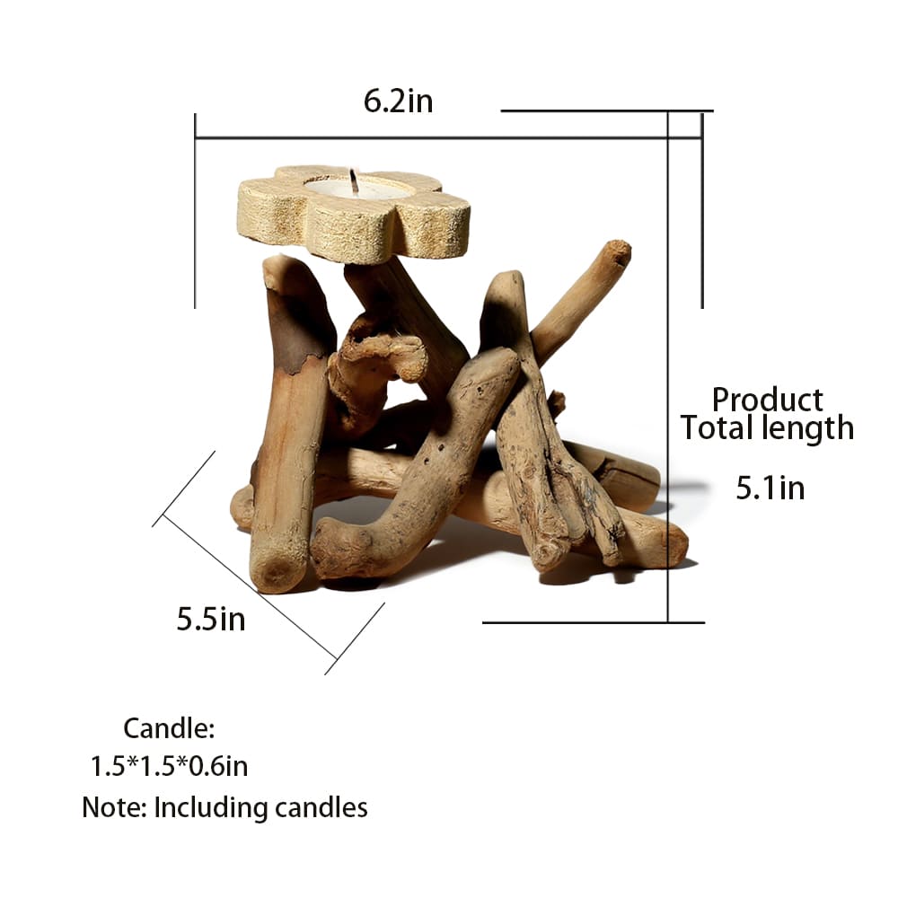 Handmade Flower Candlestick Wooden Handicrafts For Home Furnishings