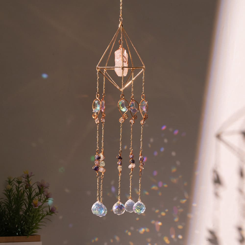 Crystal Rainbow Sun Wind Chime Dreamcatcher Garden Indoor And Outdoor Decoration