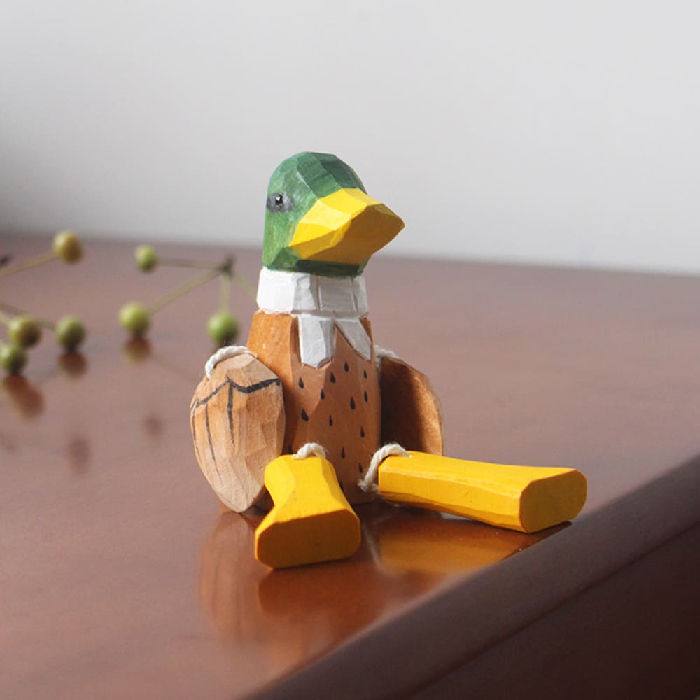 Hand-Carved Hanging Duck Figurine For Home Living Room Decoration