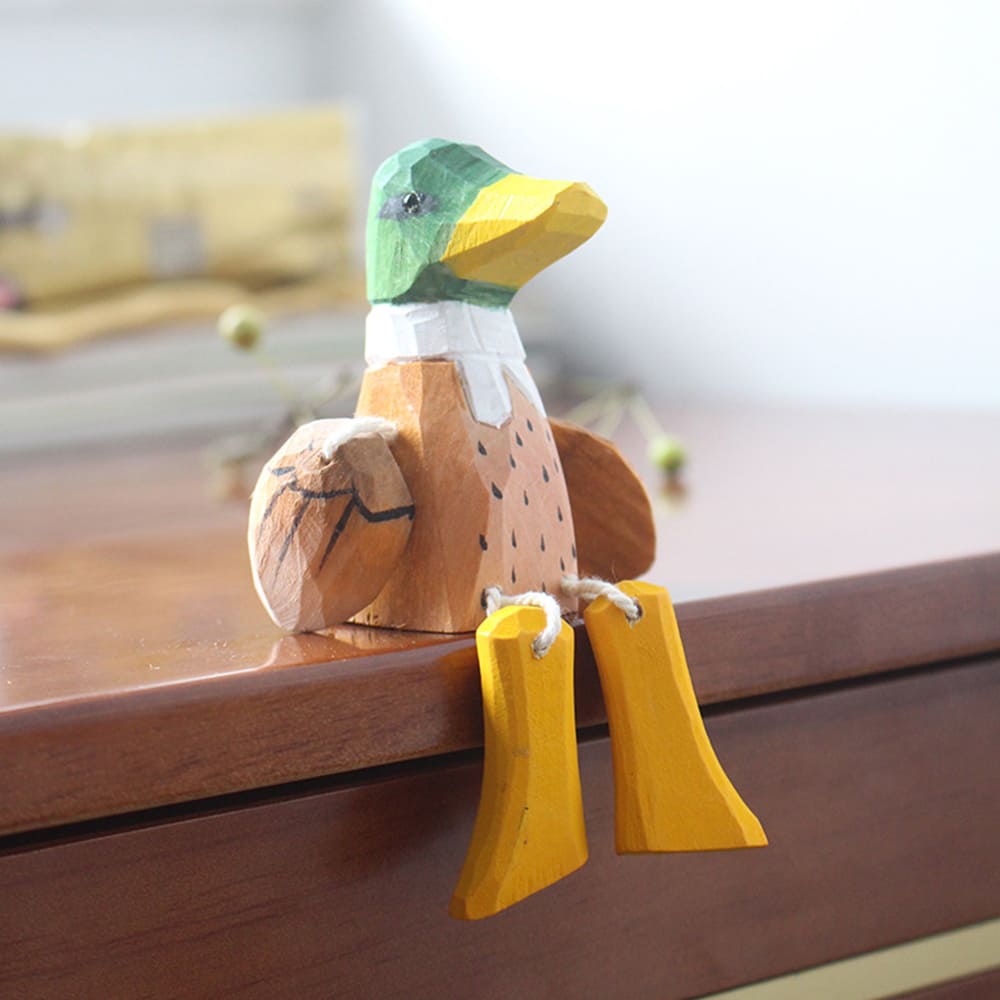 Hand-Carved Hanging Duck Figurine For Home Living Room Decoration