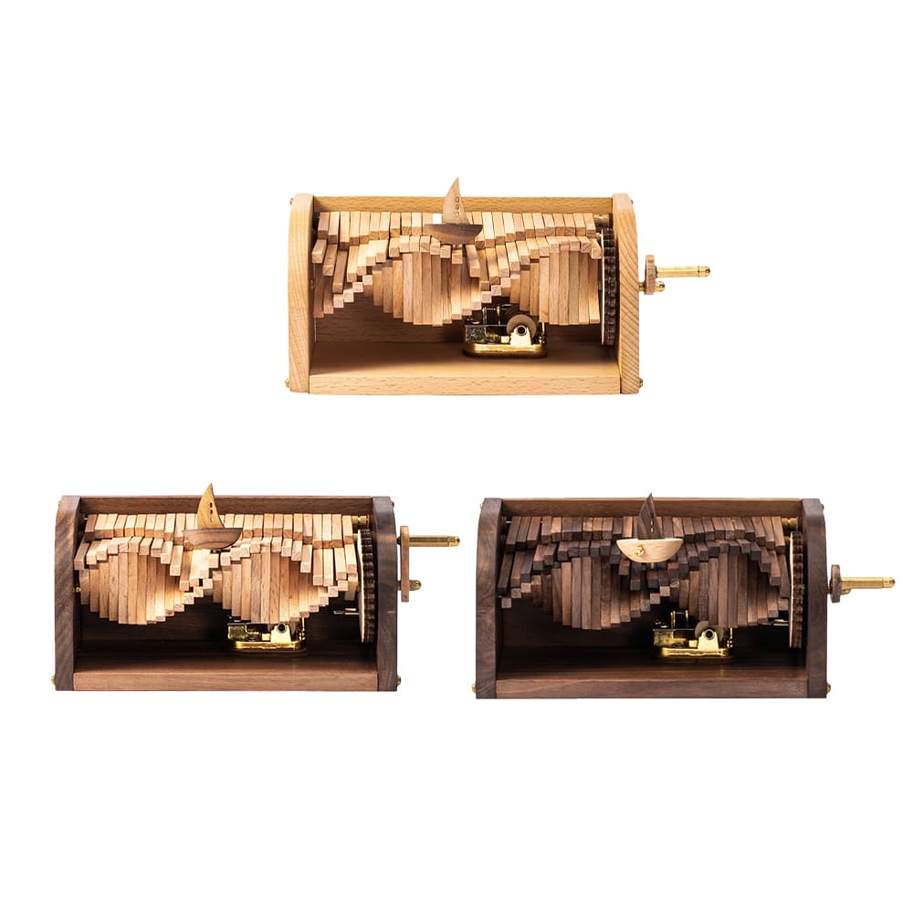 Woodenl Music Box Hand Crank Wood Vintage Classic Hand-Operated