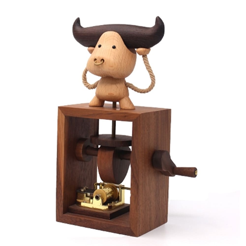 Fliggy Music Box Accessories Hand-Cranked Box Wooden Hand-Cranked Statue
