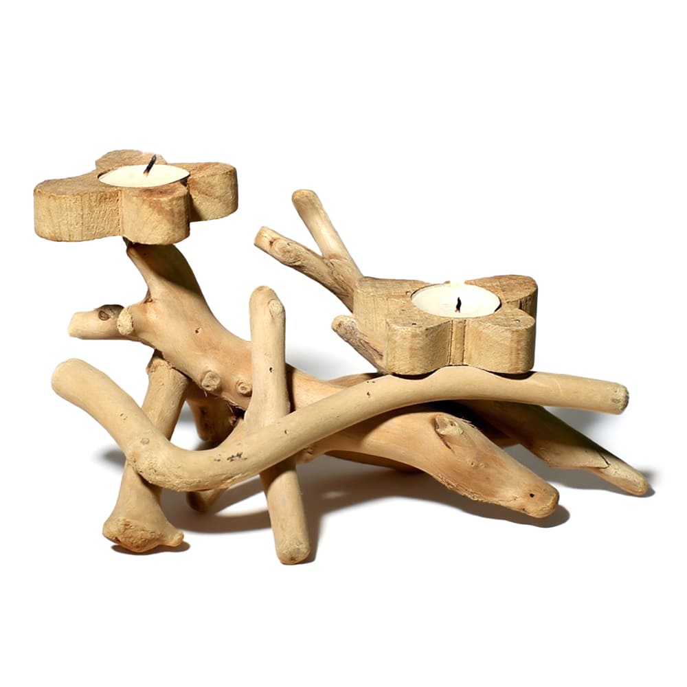 Handmade Flower Candlestick Wooden Handicrafts For Home Furnishings