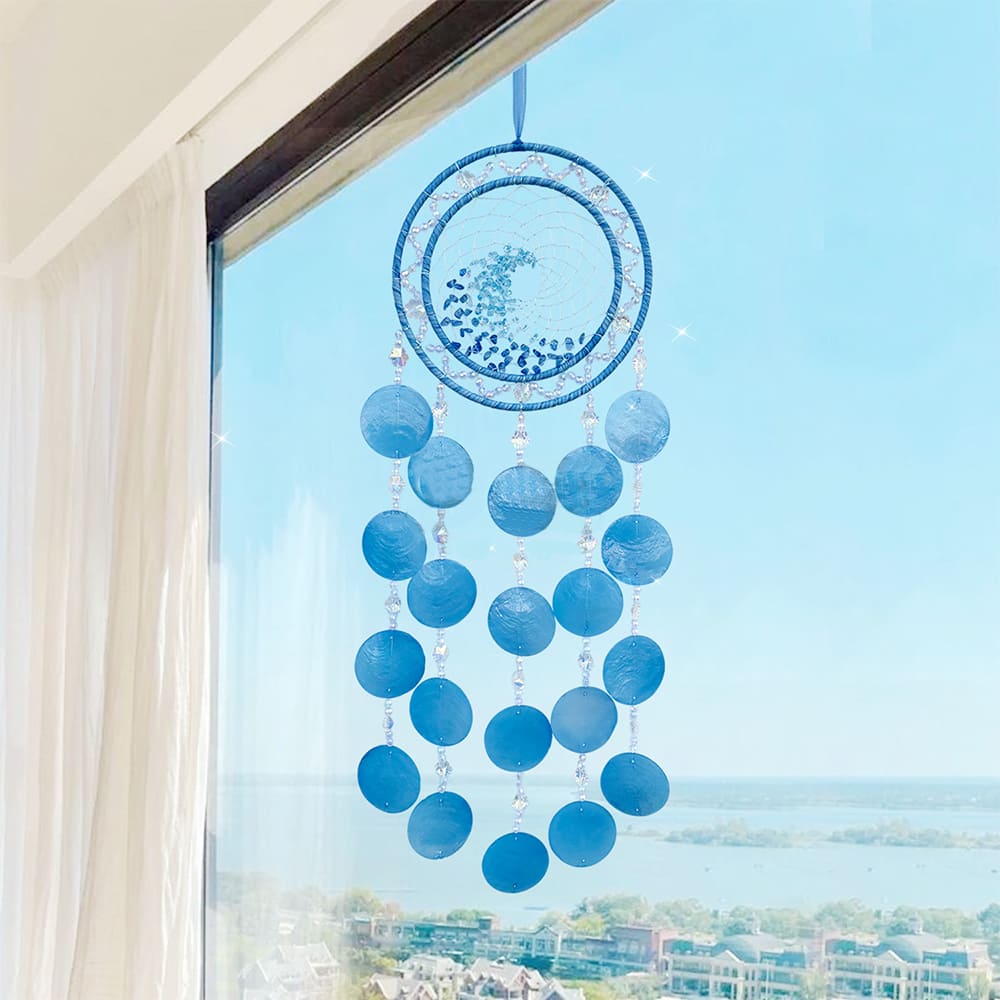 Handcrafted Blue Crystal Dreamcatcher Sea Glass Handicrafts And Garden Gardening Decorations