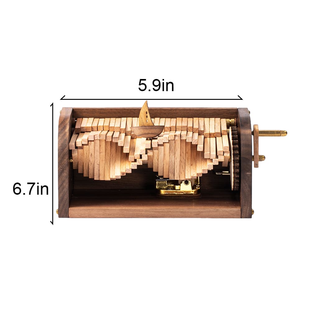 Woodenl Music Box Hand Crank Wood Vintage Classic Hand-Operated