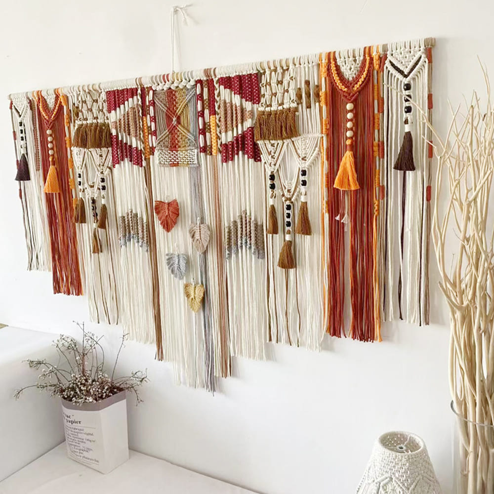 Retro Colorful Large Macrame Wall Hanging Decorated Handmade Tapestries