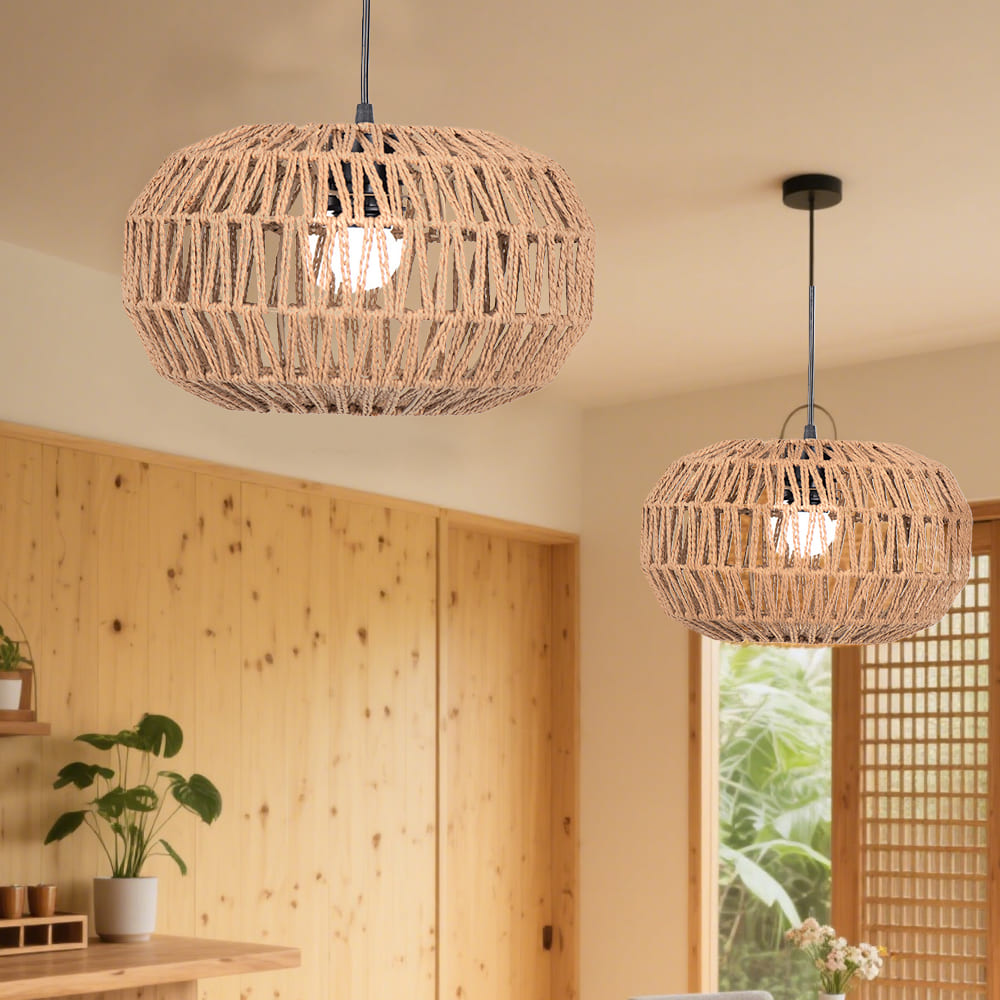 Woven Paper Rope Lamp Shade Rattan Pendant Light Shade
