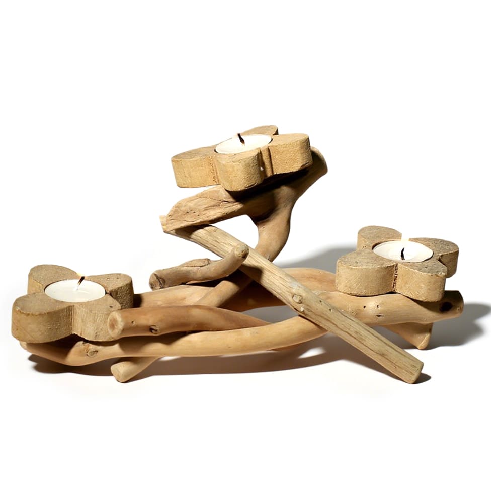 Handmade Flower Candlestick Wooden Handicrafts For Home Furnishings