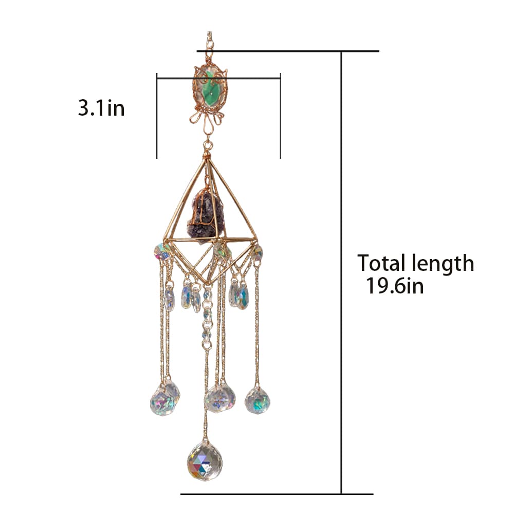 Handcrafted Crystal Wind Chime Dream Catcher & Owl Pendant Wall Sun Catcher Decoration