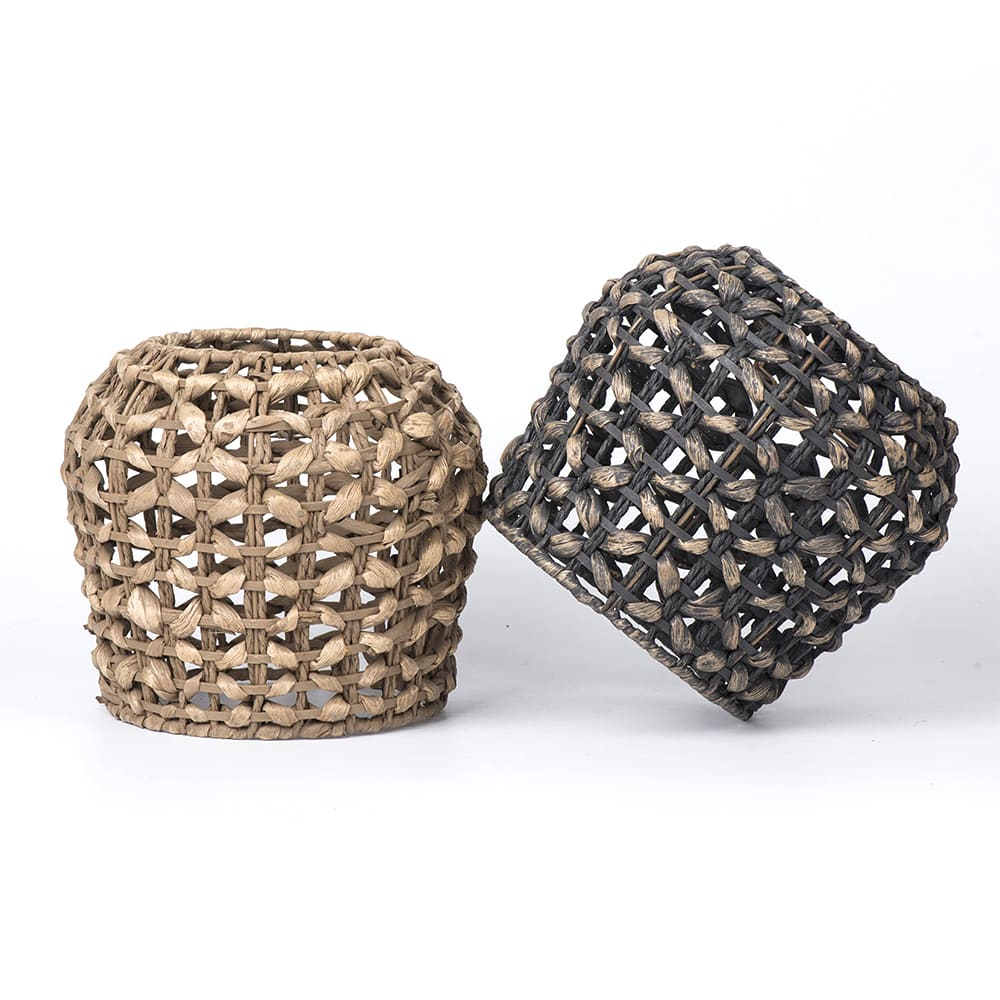 Handwoven Bohemian Straw Rope Lampshade – Natural Rattan Pendant Light Shade