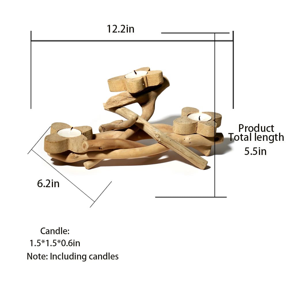 Handmade Flower Candlestick Wooden Handicrafts For Home Furnishings