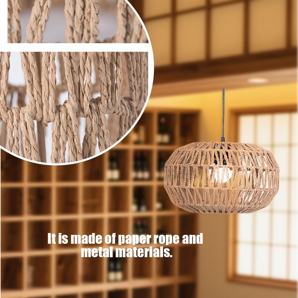 Woven Paper Rope Lamp Shade Rattan Pendant Light Shade