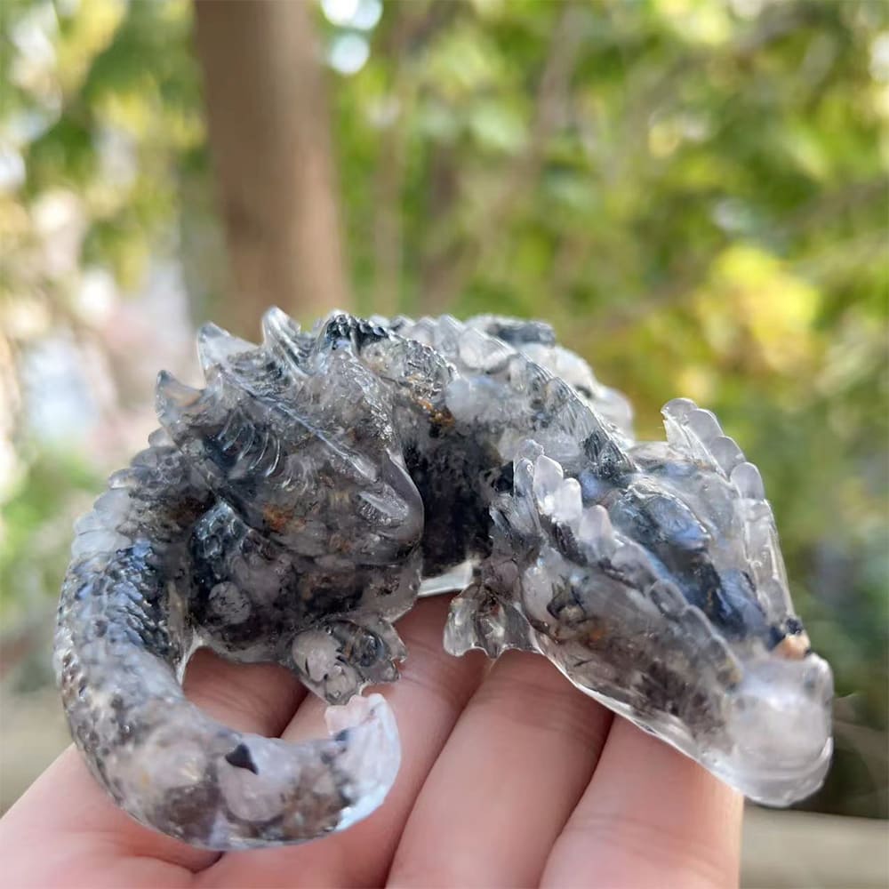 Sleeping Dragon Crystal Stone Animal Figurine Desktop Decor Handicraft