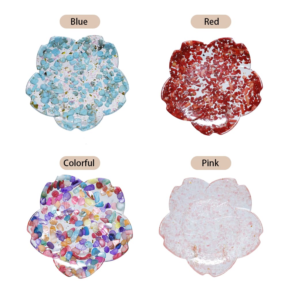 Colored Quartz Crystal Resin Crushed Stone Handmade Storage Tray