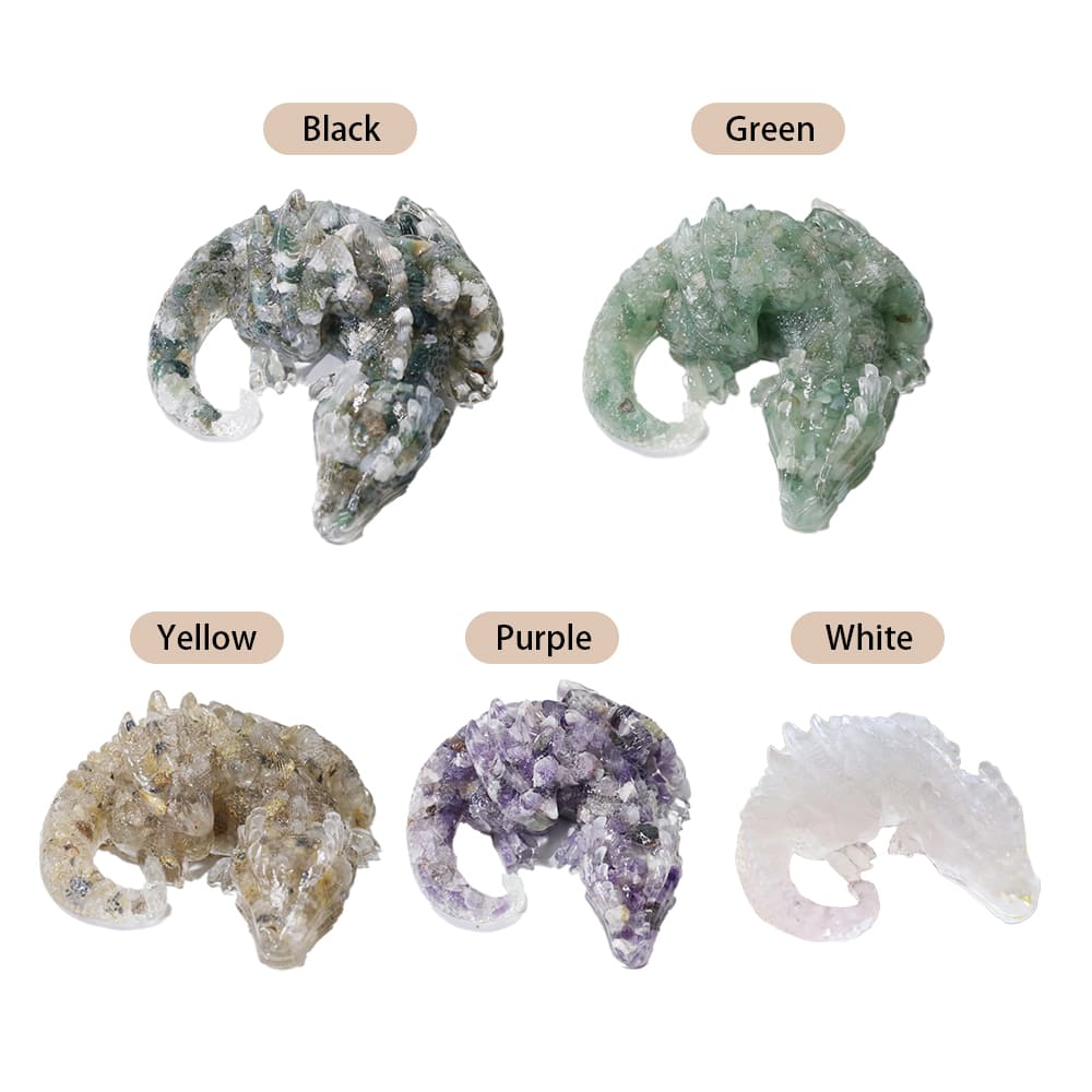 Sleeping Dragon Crystal Stone Animal Figurine Desktop Decor Handicraft