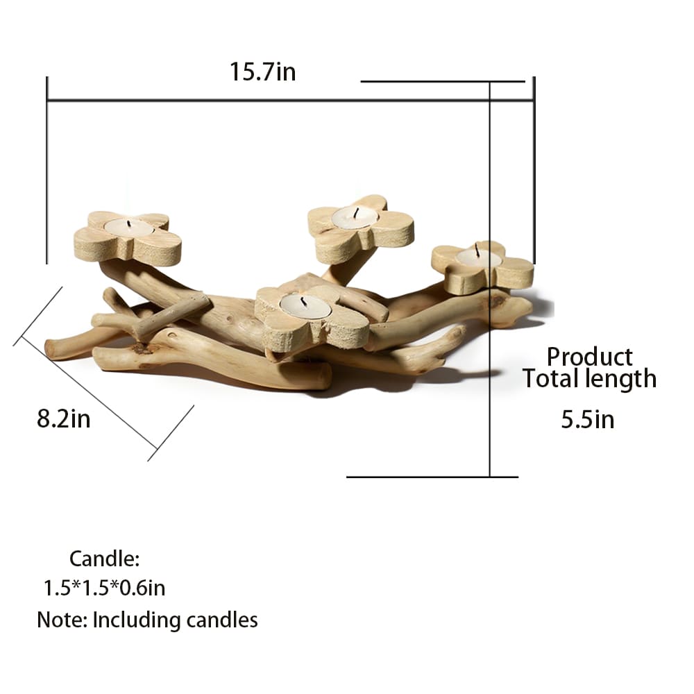 Handmade Flower Candlestick Wooden Handicrafts For Home Furnishings