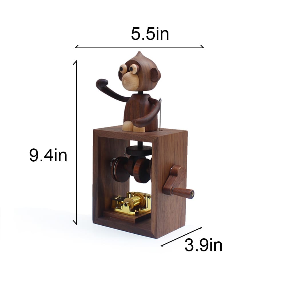 Fliggy Music Box Accessories Hand-Cranked Box Wooden Hand-Cranked Statue