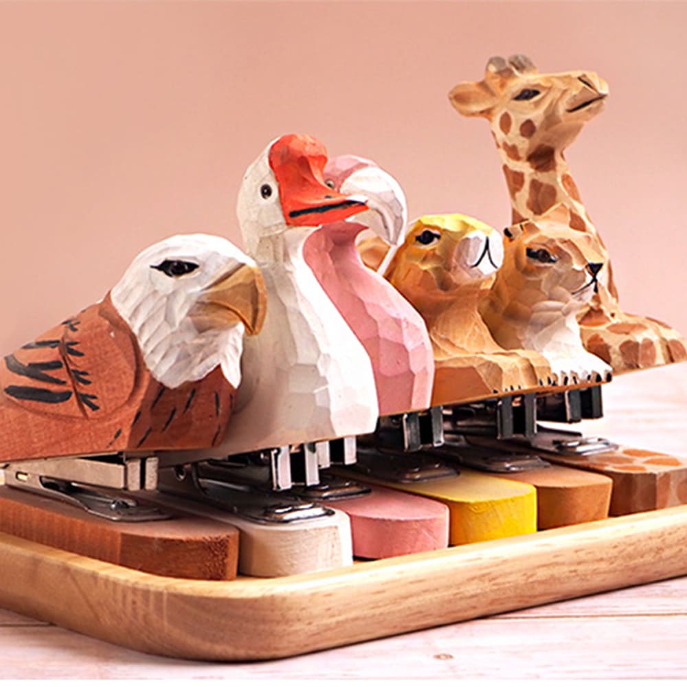 Hand Carved Wooden Animal Shaped Mini Stationery Craft