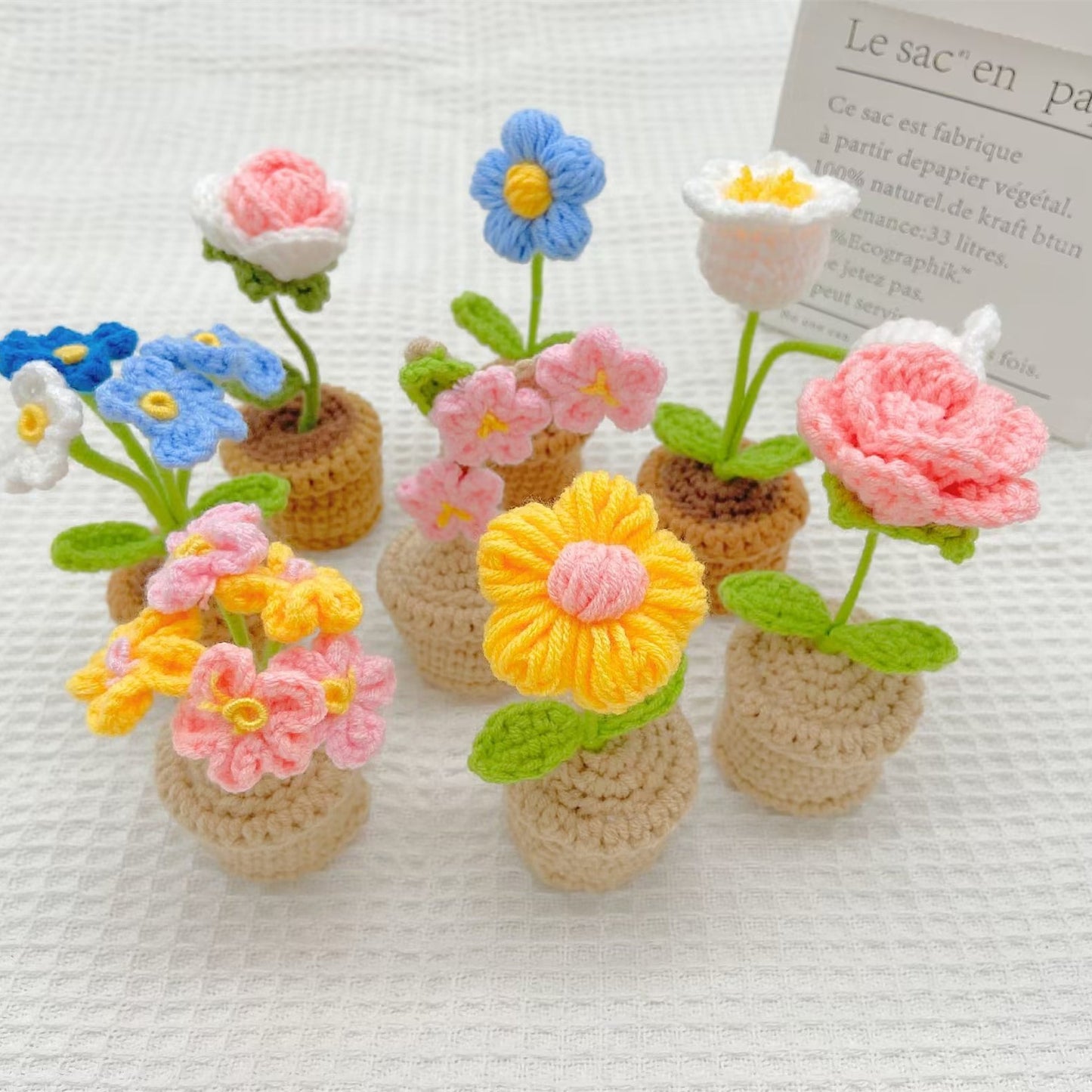 Hand-Knitted Crochet Flower with pot