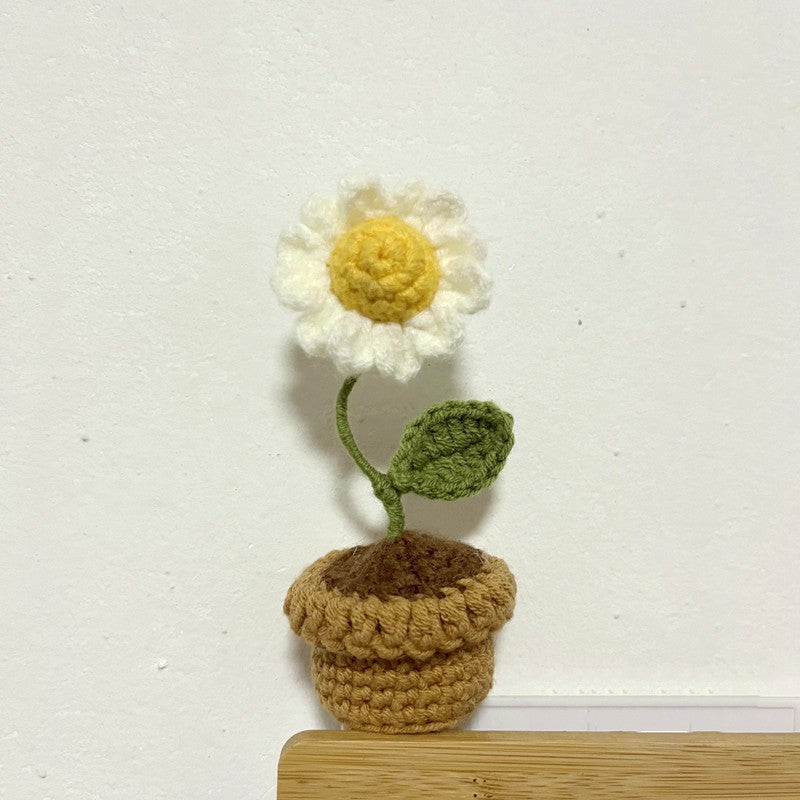 Hand-Knitted Crochet Flower with pot