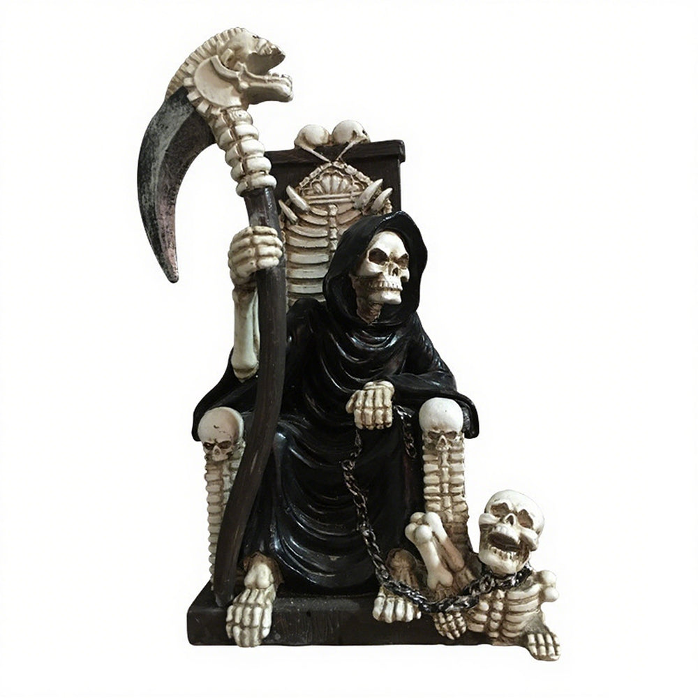 Halloween Skeleton Throne Decor Gothic Dark Style Ornament for Home Entryway & Desktop
