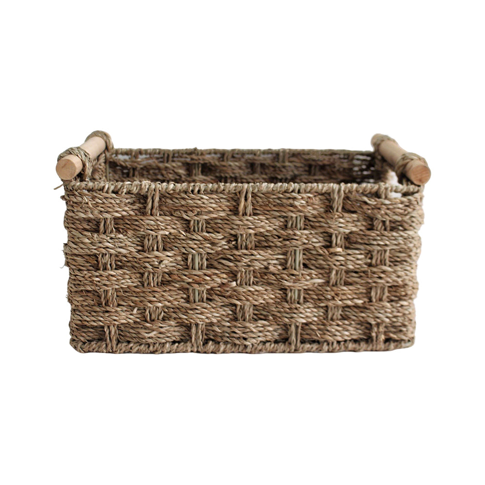 Willow Wicker & Braided Grass Basket Handwoven Natural Storage Bin