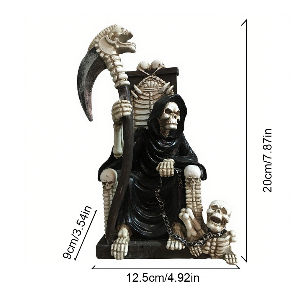 Halloween Skeleton Throne Decor Gothic Dark Style Ornament for Home Entryway & Desktop