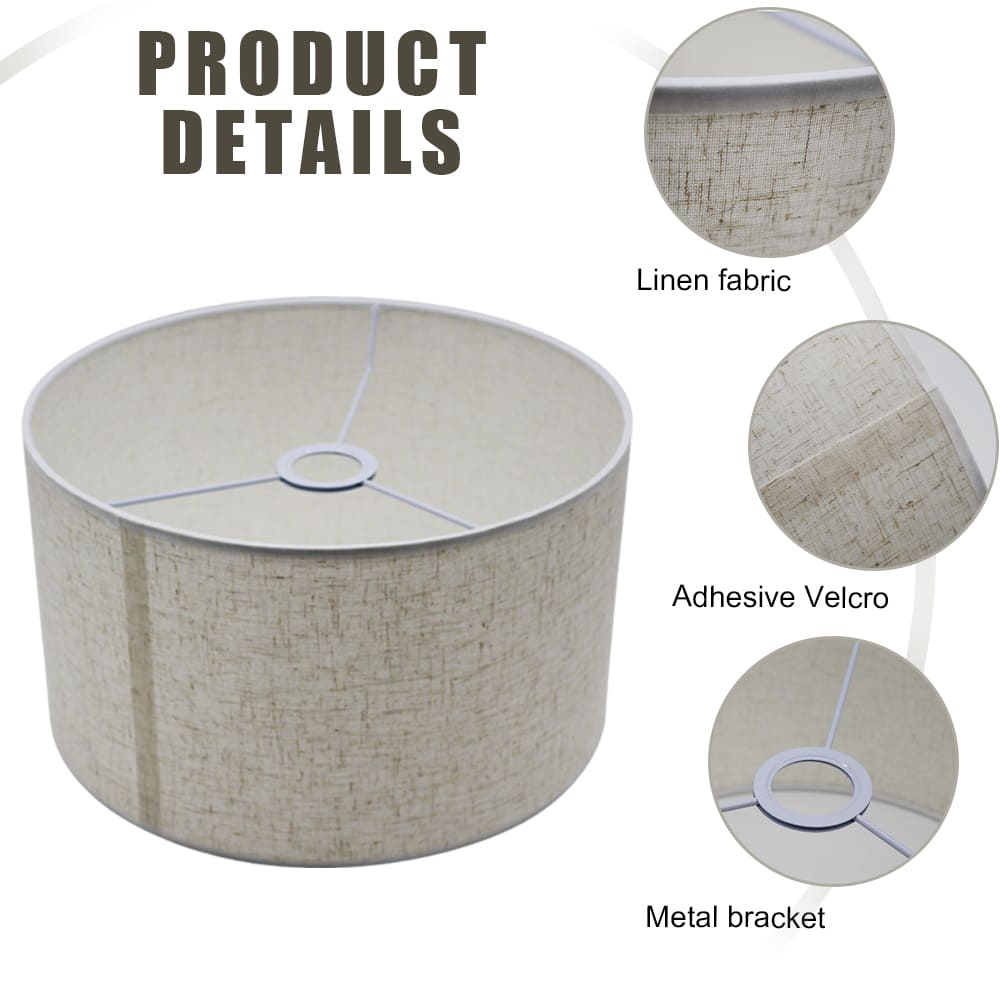 Natural Linen Lampshade Three-Piece Set Detachable Floor Lamp Folding
