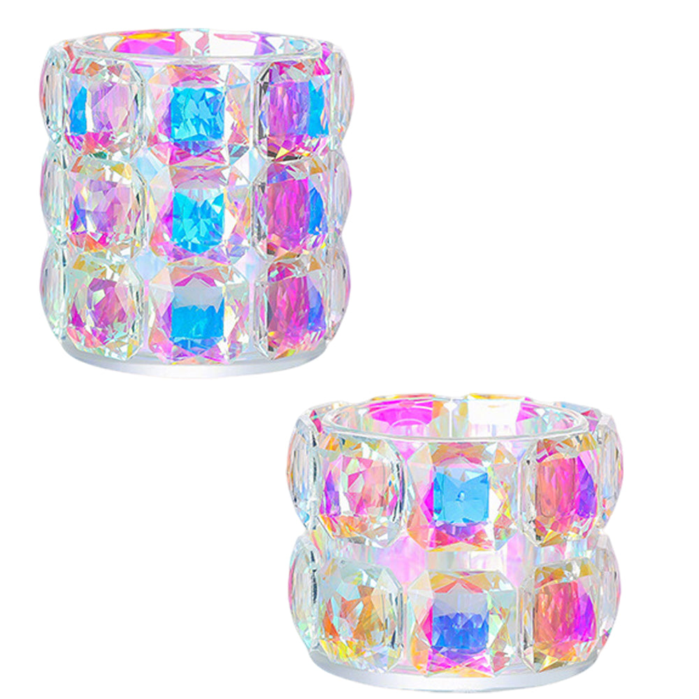 2pcs Crystal&Glass Tealight Candle Holder Pillar Candle Jar for Votive