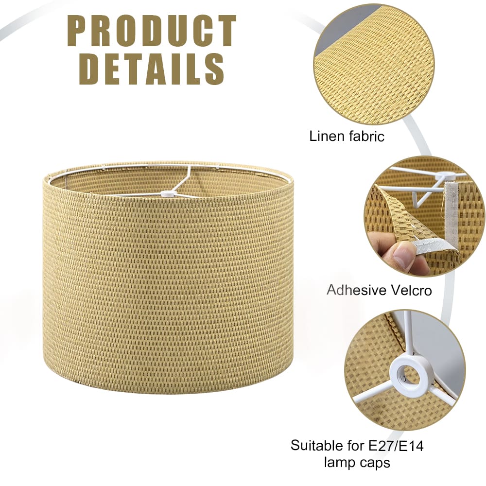 2 Pcs Detachable Bamboo Woven Medium Drum Lampshade Woven Lampshades