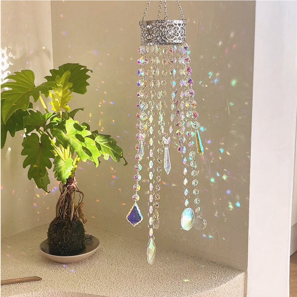 Planet Shape Gold Suncatcher Crystal Prism Suncatcher Windchime Decor