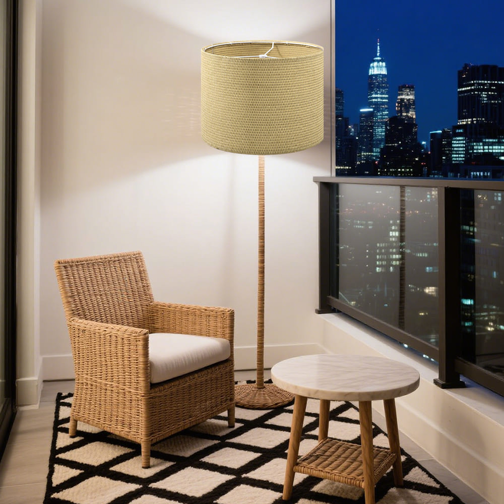 2 Pcs Detachable Bamboo Woven Medium Drum Lampshade Woven Lampshades