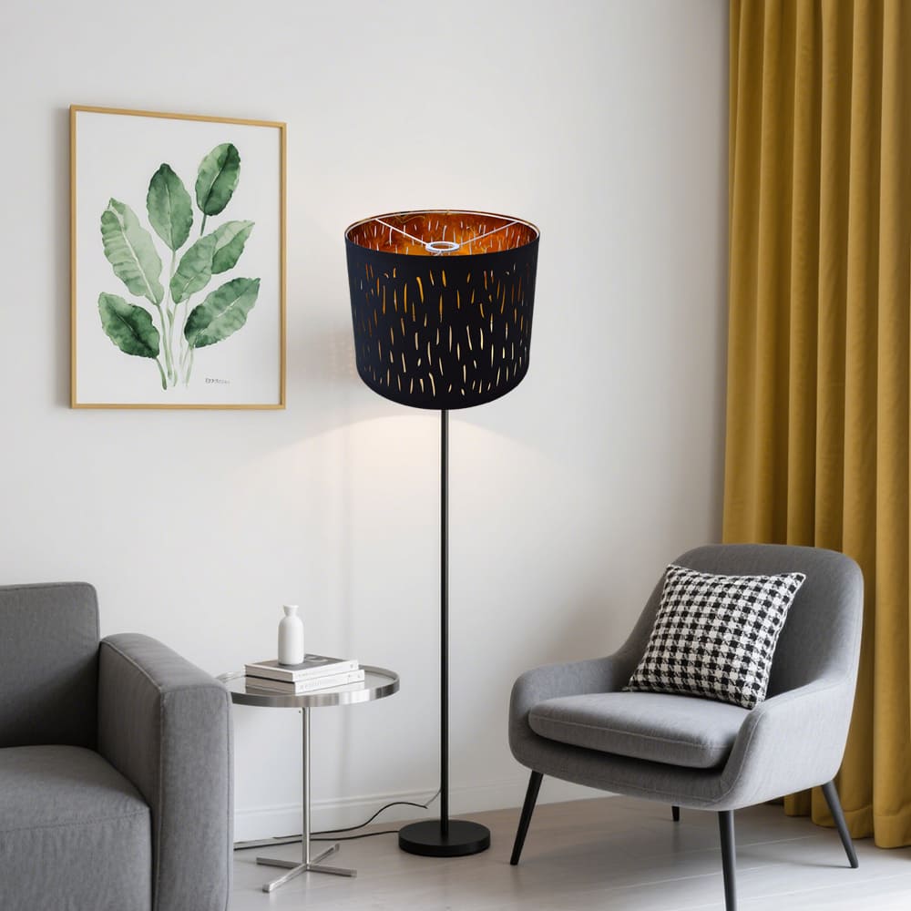 3pcs E27 Floor Lamp with Detachable Fabric Shade – Adjustable Pendant Light