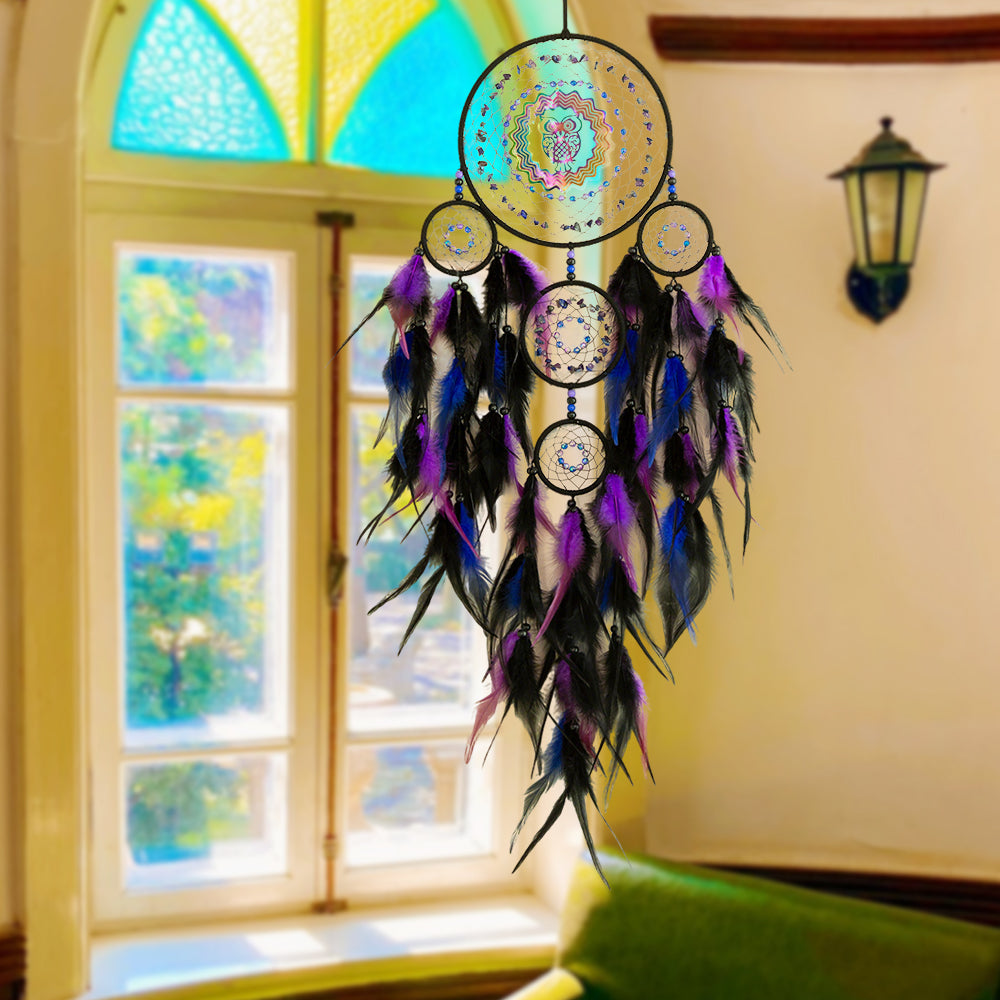 3D Spinning Wind Chime - Owl Ornament with Rotating Design & Bohemian
