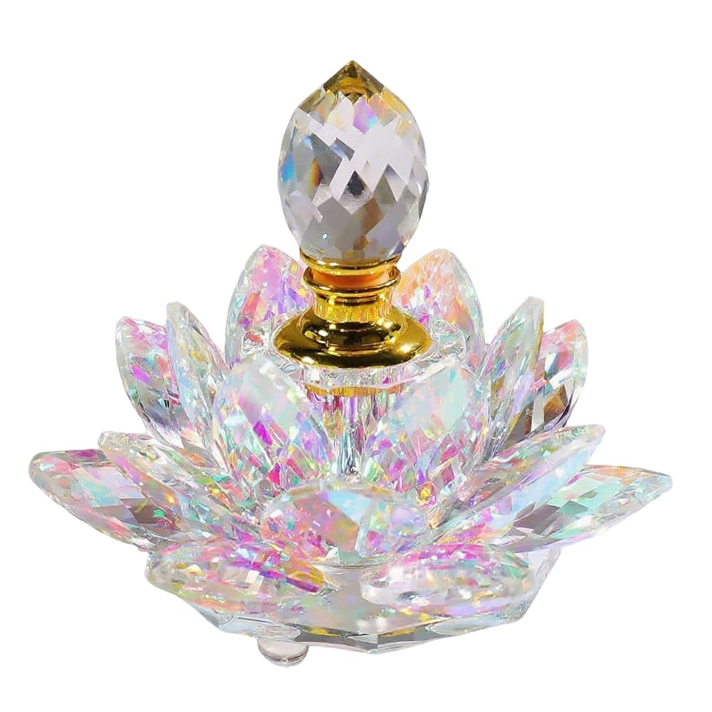 K9 Crystal Lotus Perfume Bottle - Handcrafted Refillable Mini Bottle Gift Box for Holidays