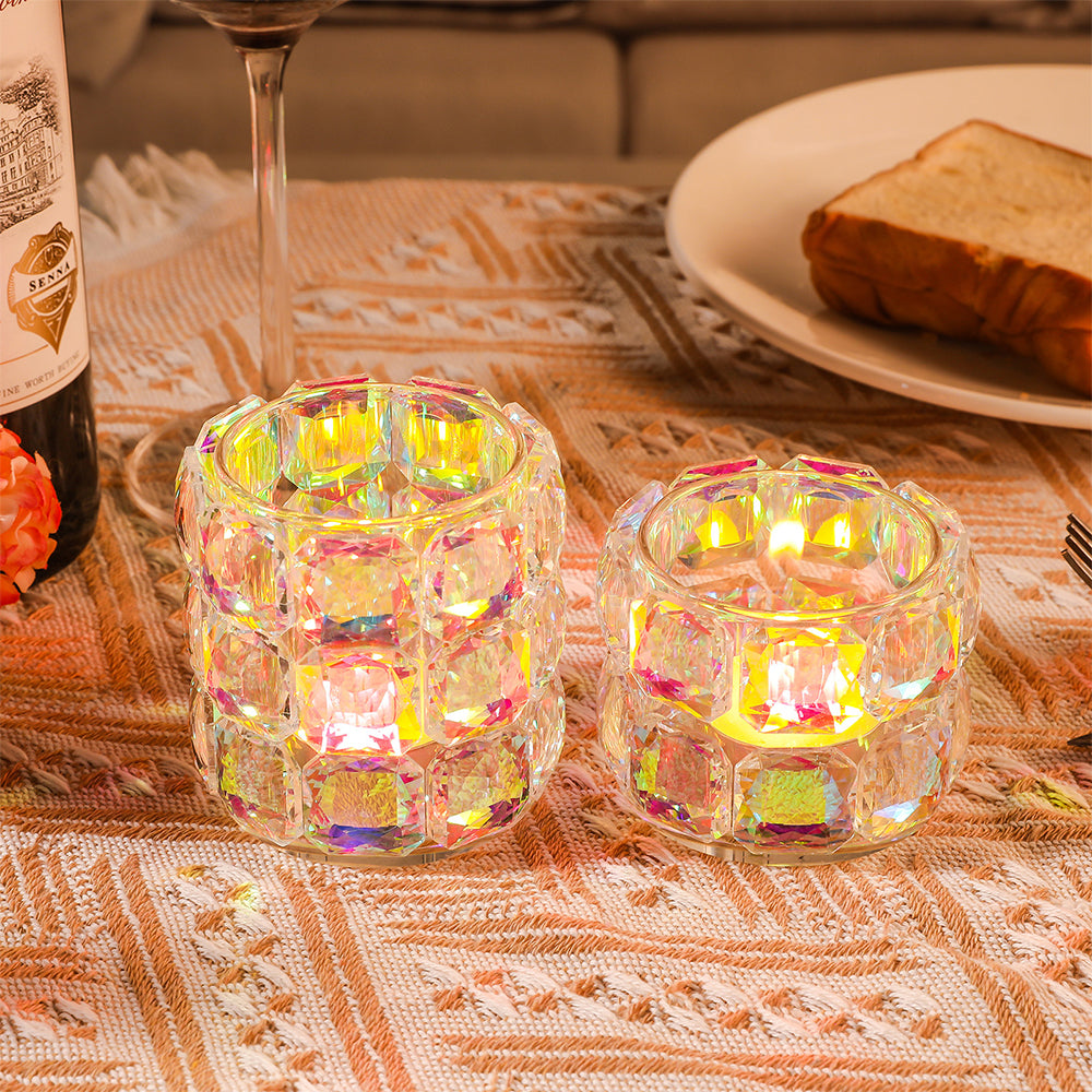 2pcs Crystal&Glass Tealight Candle Holder Pillar Candle Jar for Votive