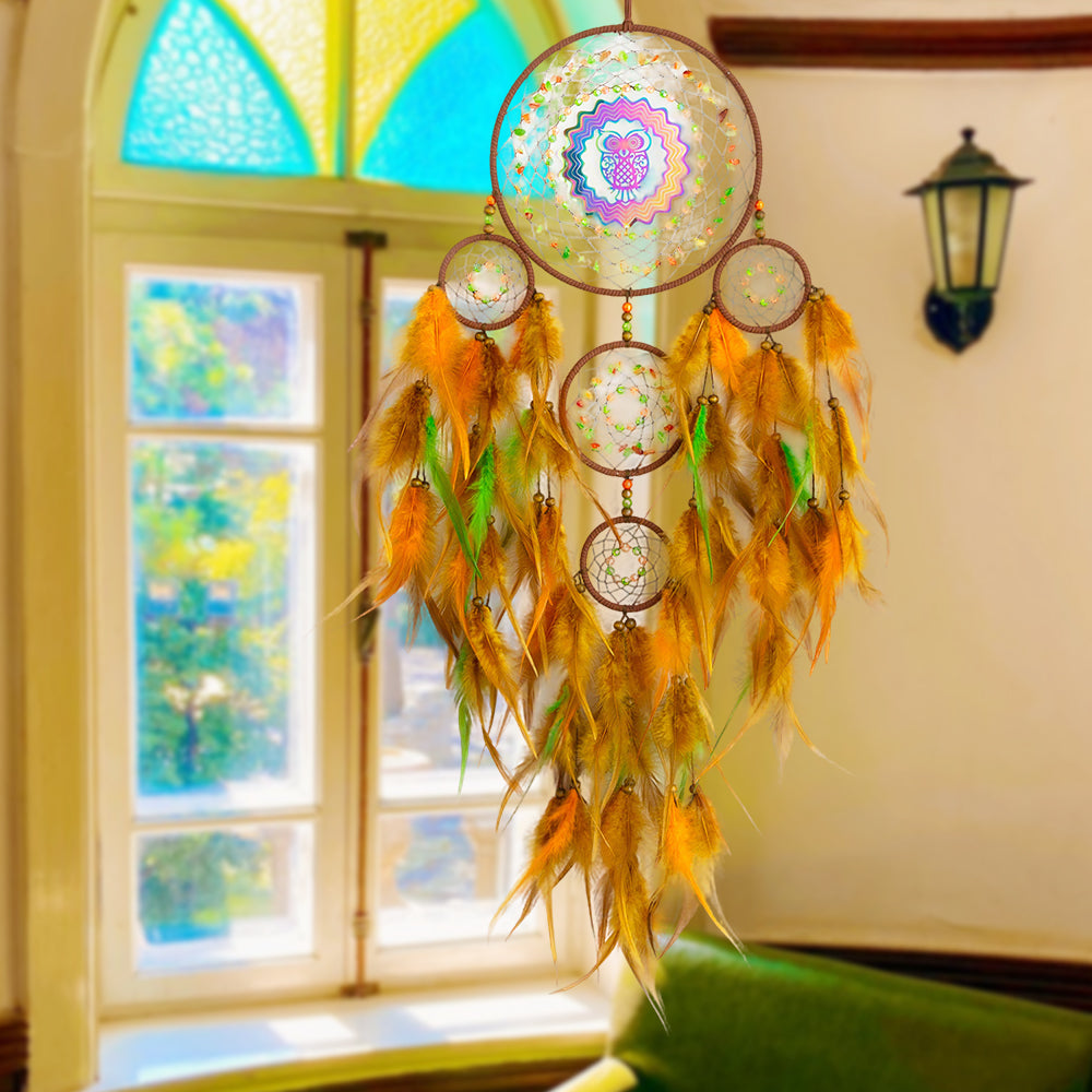 3D Spinning Wind Chime - Owl Ornament with Rotating Design & Bohemian