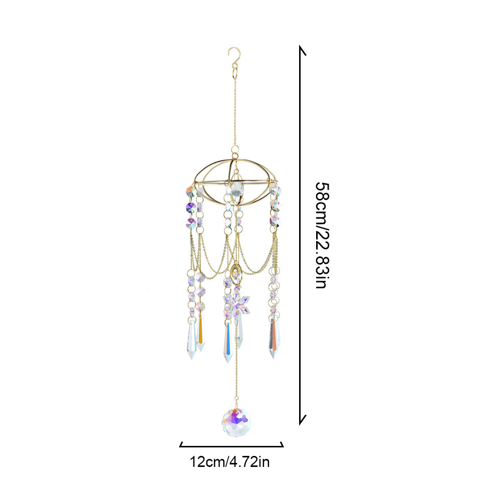 Planet Shape Gold Suncatcher Crystal Prism Suncatcher Windchime Decor