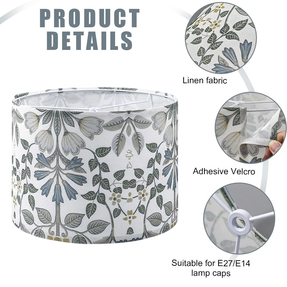 2pcs Medium Lampshade Printing Plants Drum Lamp Shade For TableLamp